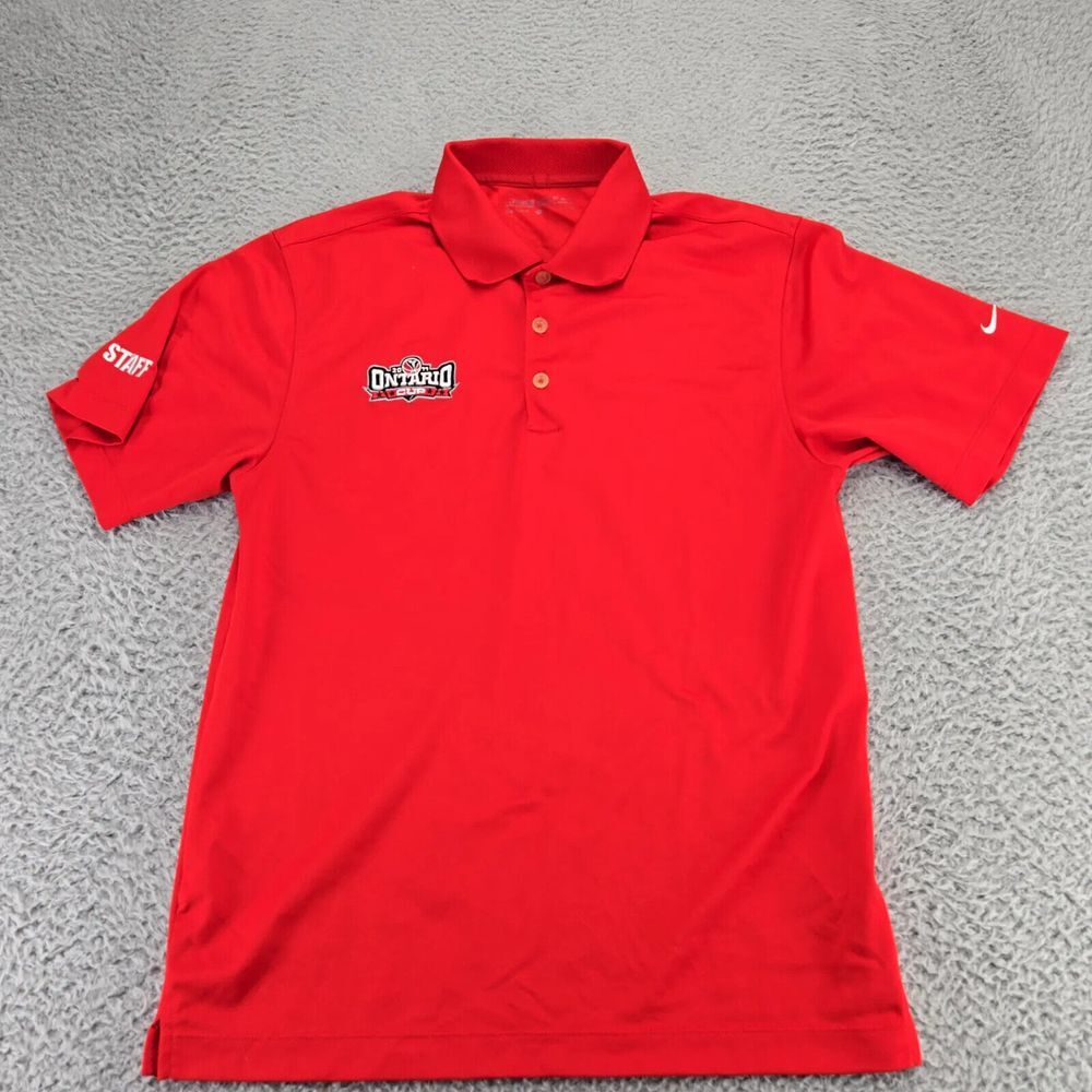 Nike Shirt Mens Small Red Ontario Cup 2011 Staff Swoosh Golf Dri-Fit Polo